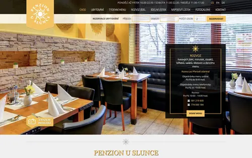 Web Penzion a restaurace U Slunce